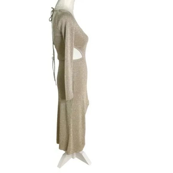MISA Los Angeles Minka Cutout Gold Metallic Knit Midi Dress Size XS NWT - Picture 5 of 13